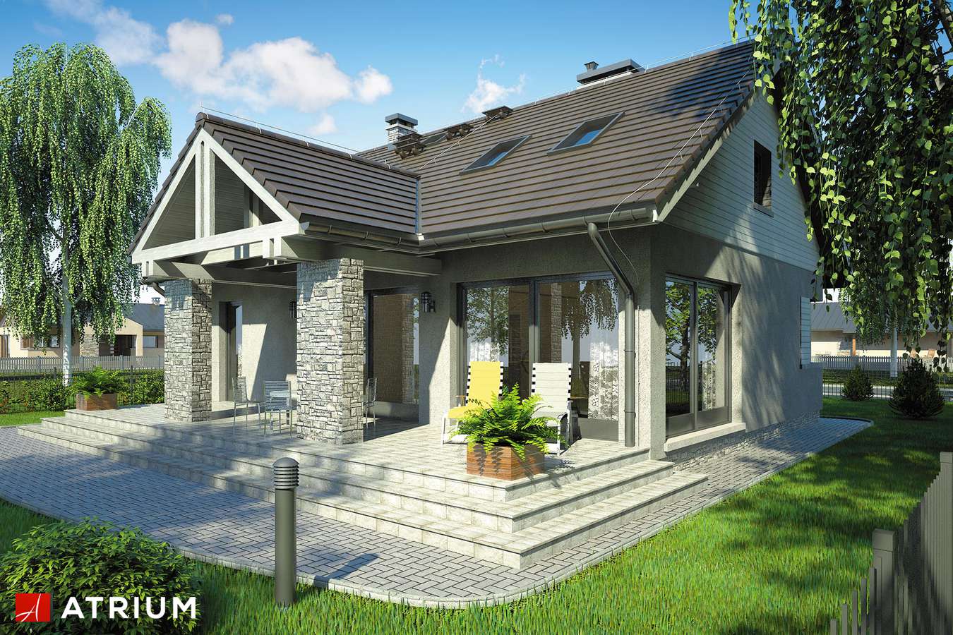 Projekty domów - Projekt domu z poddaszem RICARDO IV - wizualizacja 2 - wersja lustrzana