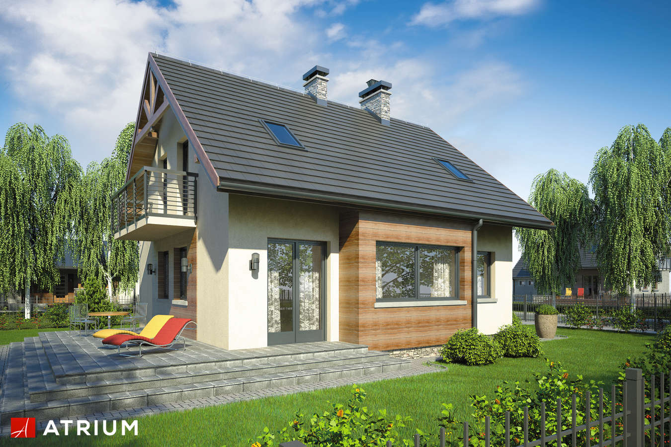 Projekty domów - Projekt domu z poddaszem HUGO - wizualizacja 1 - wersja lustrzana