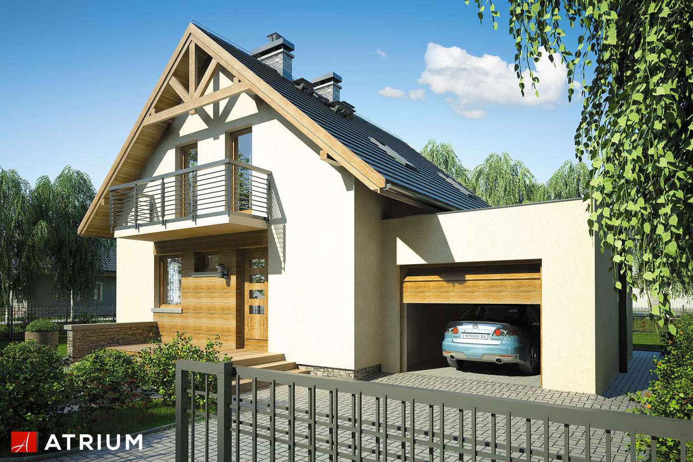 Projekty domów - Projekt domu z poddaszem HUGO II - wizualizacja 1 - wersja lustrzana
