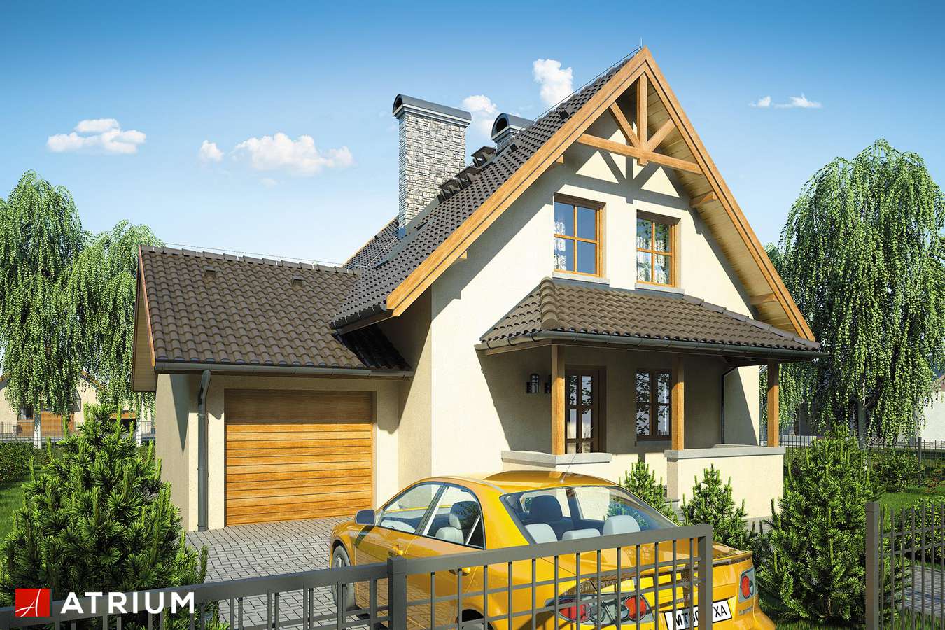 Projekty domów - Projekt domu z poddaszem POZIOMKA PLUS - wizualizacja 1 - wersja lustrzana