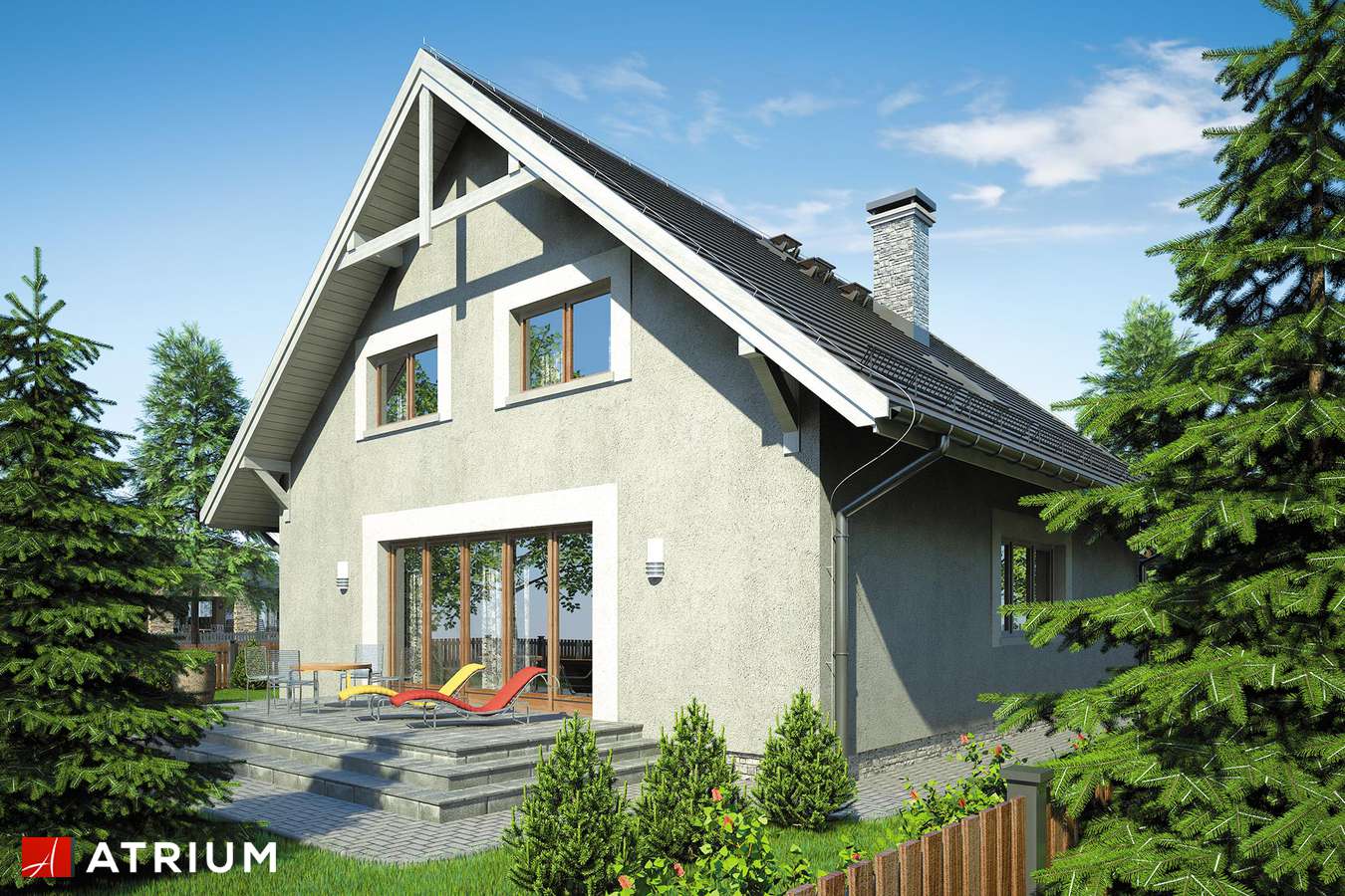 Projekty domów - Projekt domu z poddaszem KAMIL II - wizualizacja 2 - wersja lustrzana