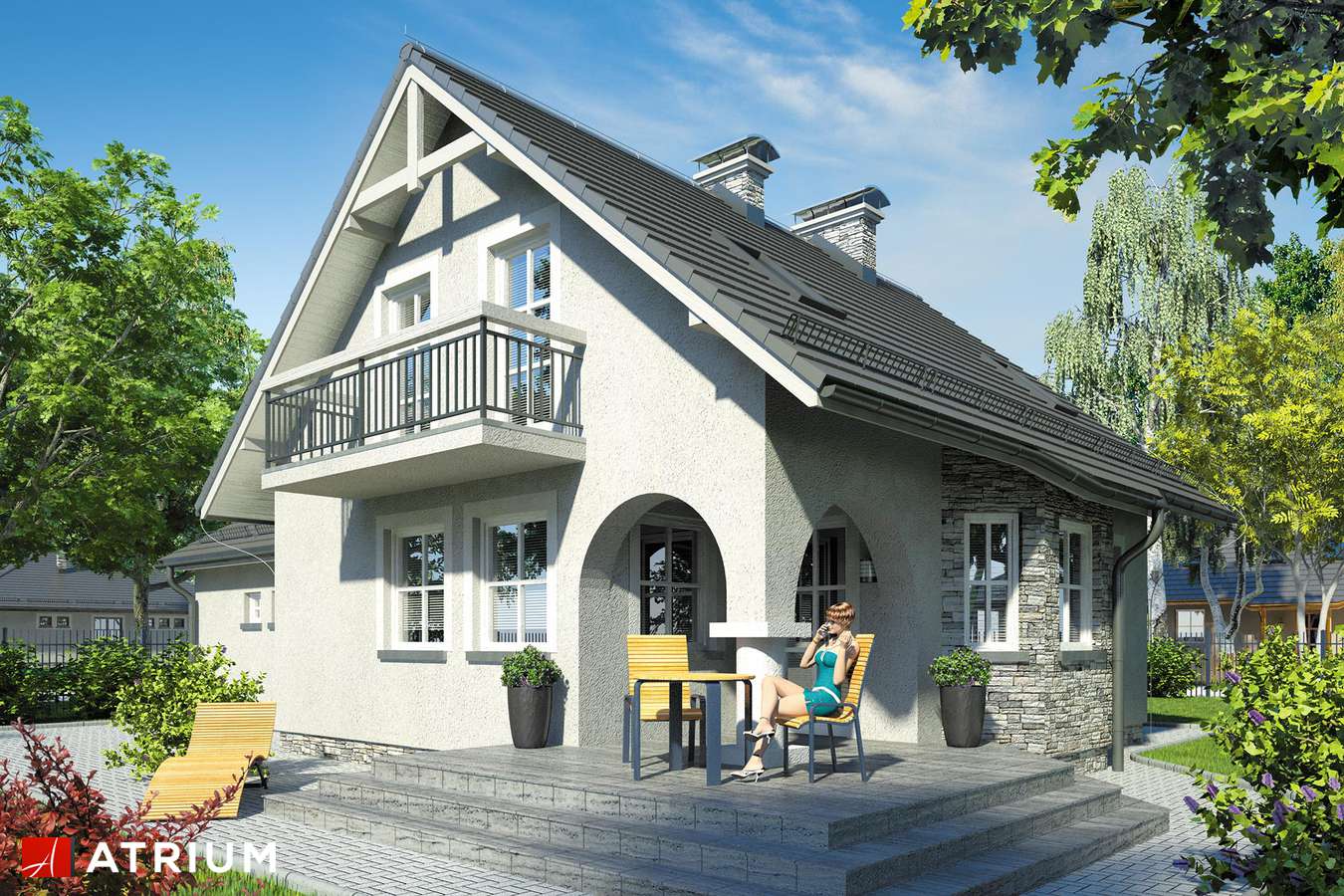 Projekty domów - Projekt domu z poddaszem MAD MAX II - wizualizacja 2 - wersja lustrzana