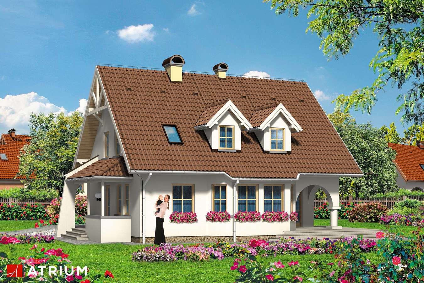 Projekty domów - Projekt domu z poddaszem KAPITAN - wizualizacja 1 - wersja lustrzana