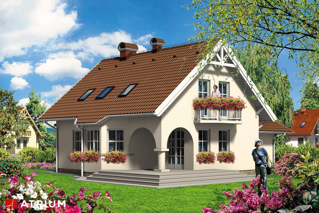 Projekty domów - Projekt domu z poddaszem SJESTA - wizualizacja 1 - wersja lustrzana