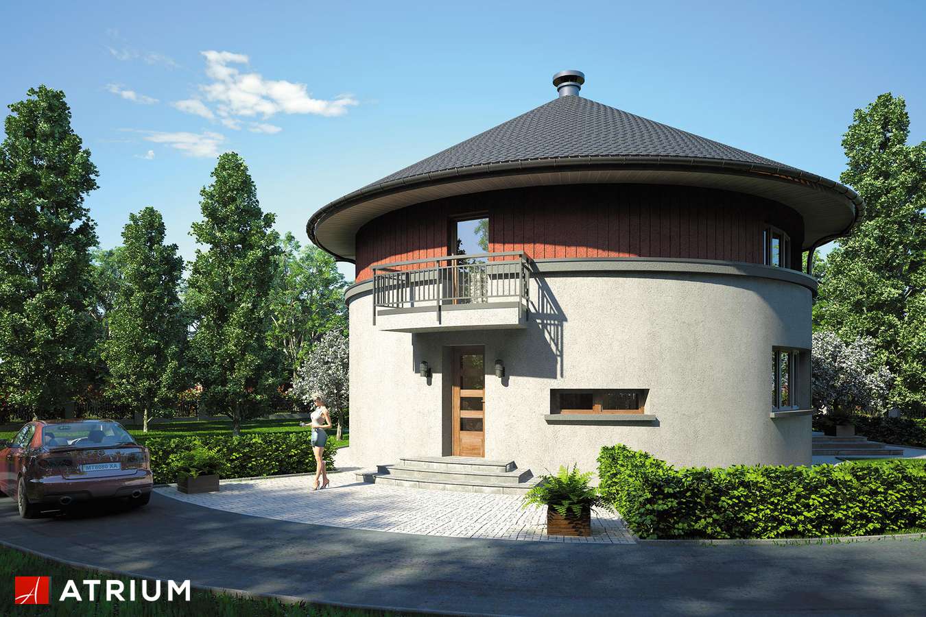 Projekty domów - Projekt domu piętrowego CIRCULUS - wizualizacja 1 - wersja lustrzana