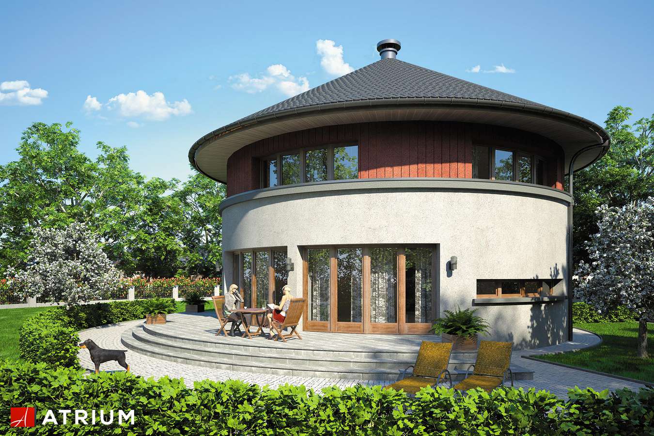 Projekty domów - Projekt domu piętrowego CIRCULUS - wizualizacja 2 - wersja lustrzana