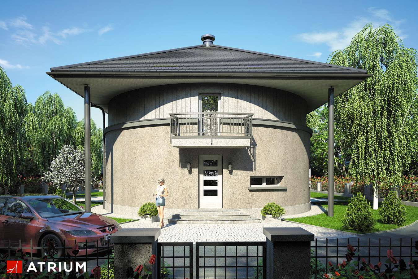 Projekty domów - Projekt domu piętrowego TUBA - wizualizacja 1 - wersja lustrzana