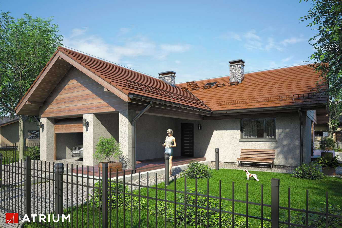 Projekty domów - Projekt domu parterowego WINSTON VII - wizualizacja 1 - wersja lustrzana