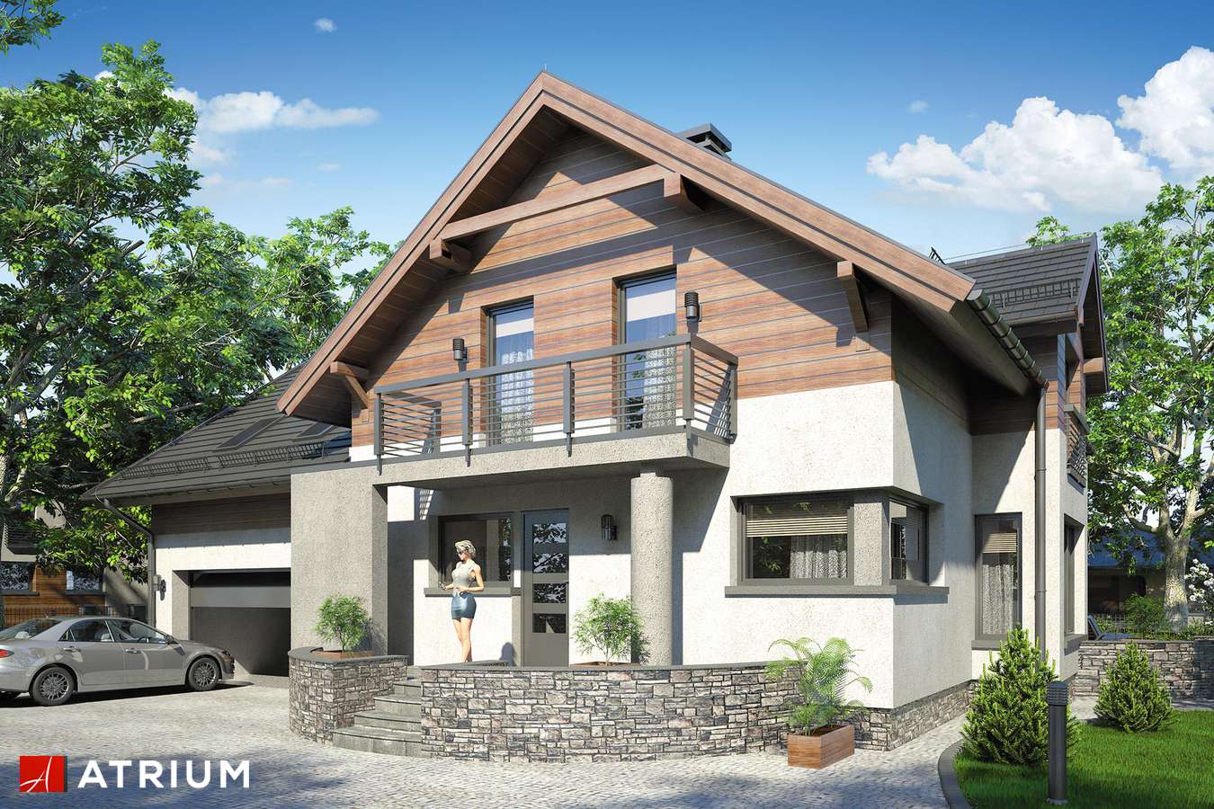 Projekty domów - Projekt domu z poddaszem AGAWA II - wizualizacja 1 - wersja lustrzana
