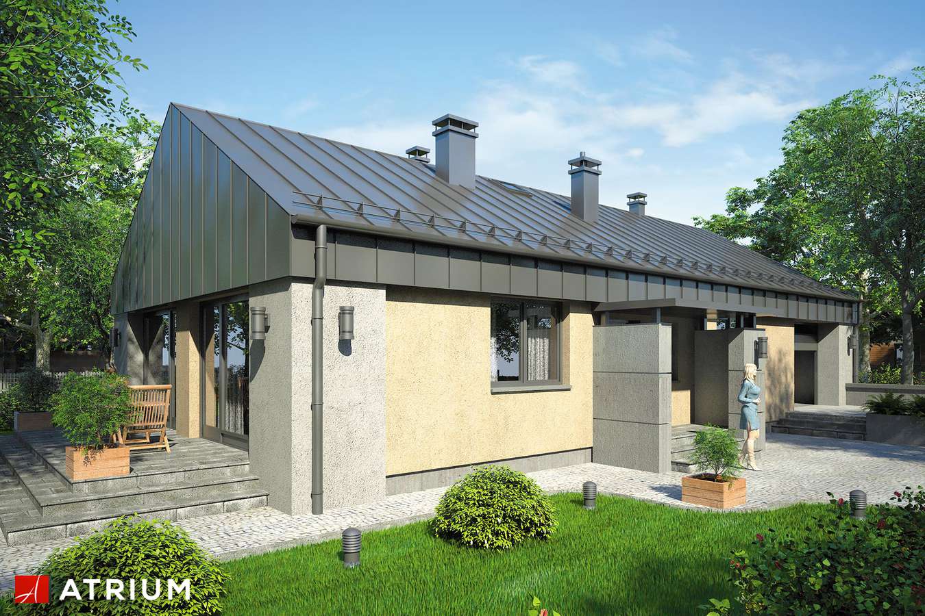 Projekty domów - Projekt domu parterowego VASCO II - wizualizacja 1 - wersja lustrzana