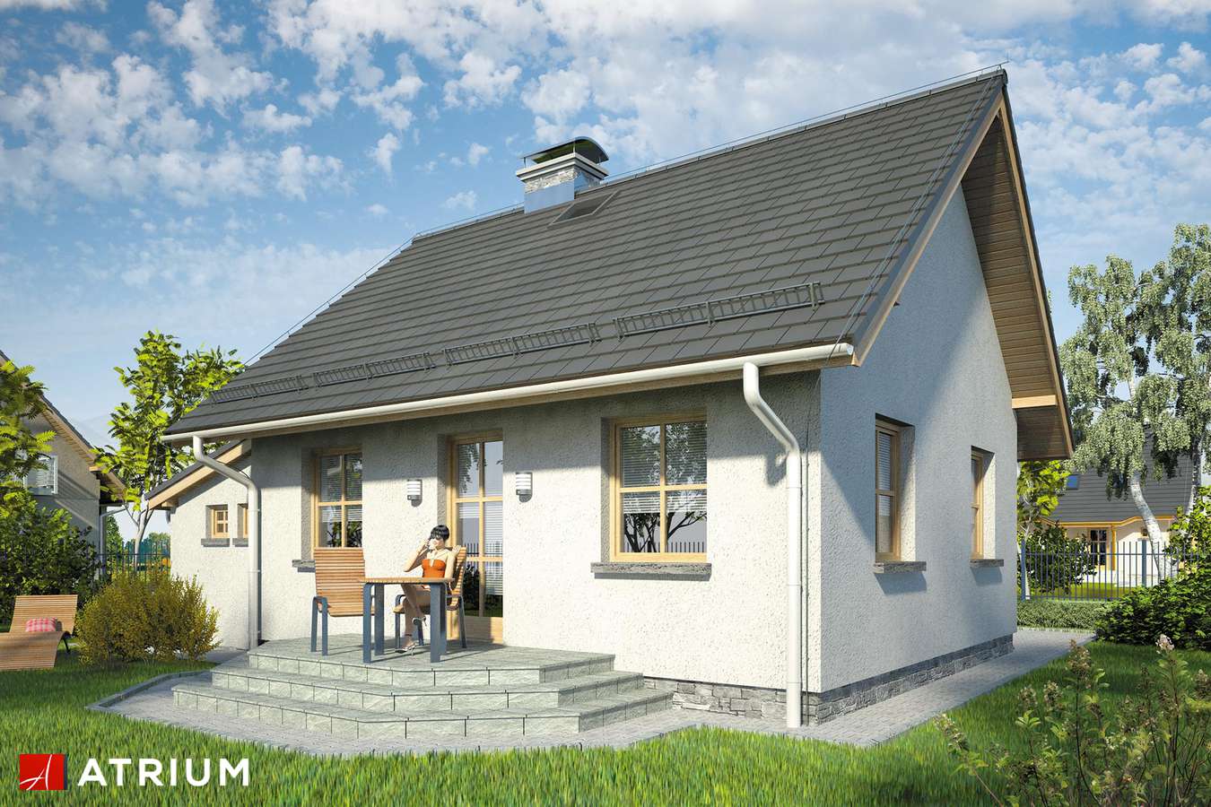Projekty domów - Projekt domu parterowego GNIAZDKO II - wizualizacja 2 - wersja lustrzana