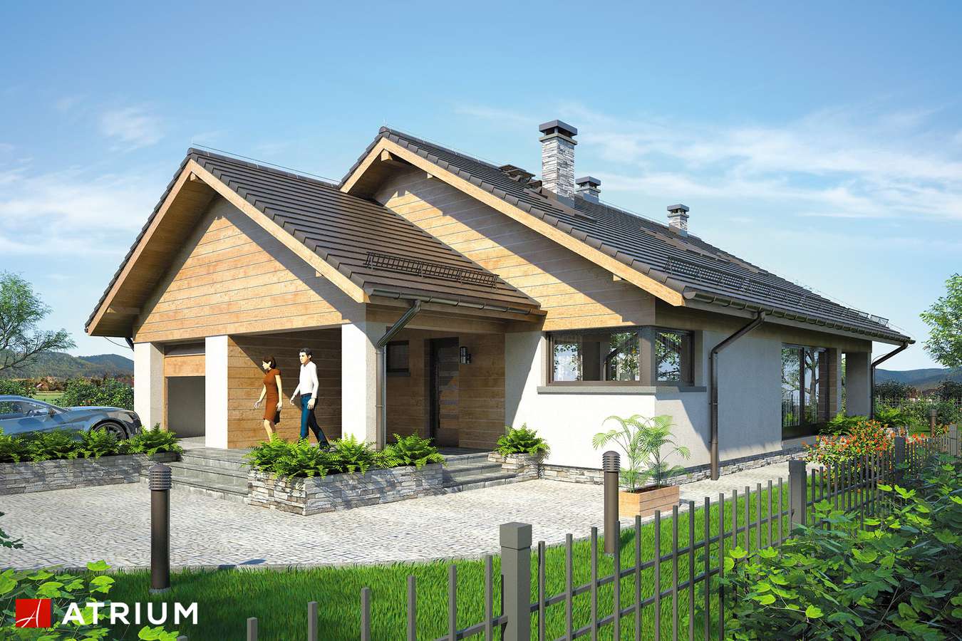 Projekty domów - Projekt domu z poddaszem PELIKAN XI - wizualizacja 1 - wersja lustrzana
