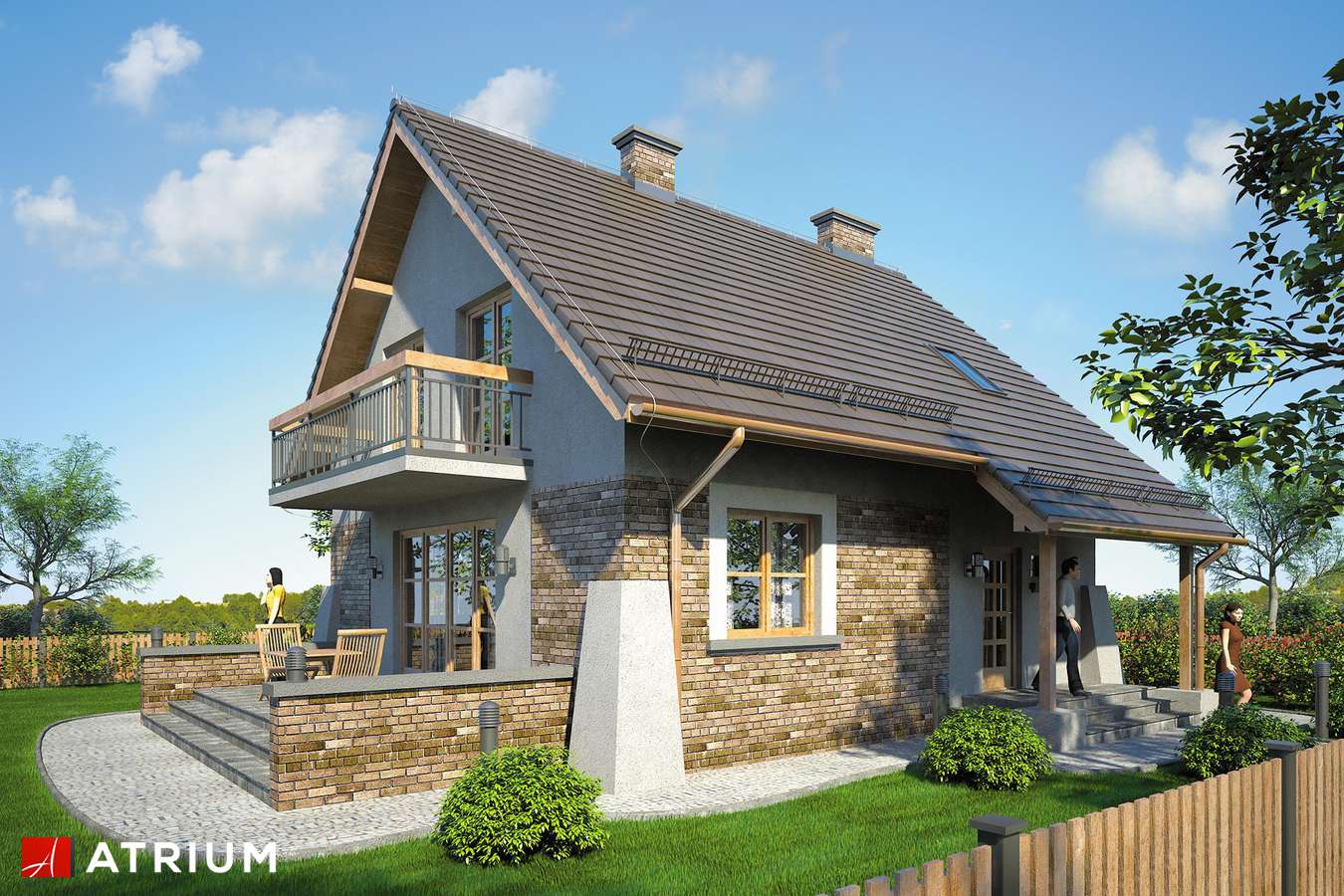 Projekty domów - Projekt domu z poddaszem VESTA II - wizualizacja 1 - wersja lustrzana