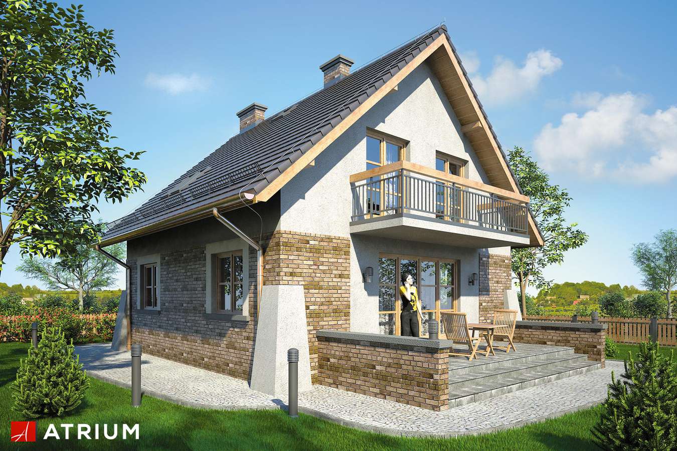 Projekty domów - Projekt domu z poddaszem VESTA II - wizualizacja 2 - wersja lustrzana