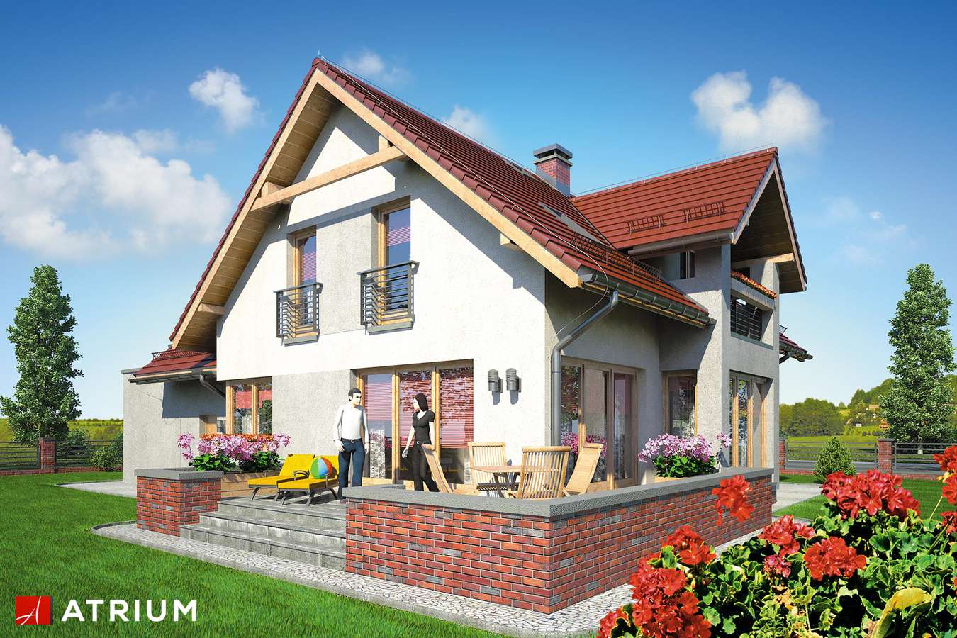 Projekty domów - Projekt domu z poddaszem GAMA IV - wizualizacja 2 - wersja lustrzana