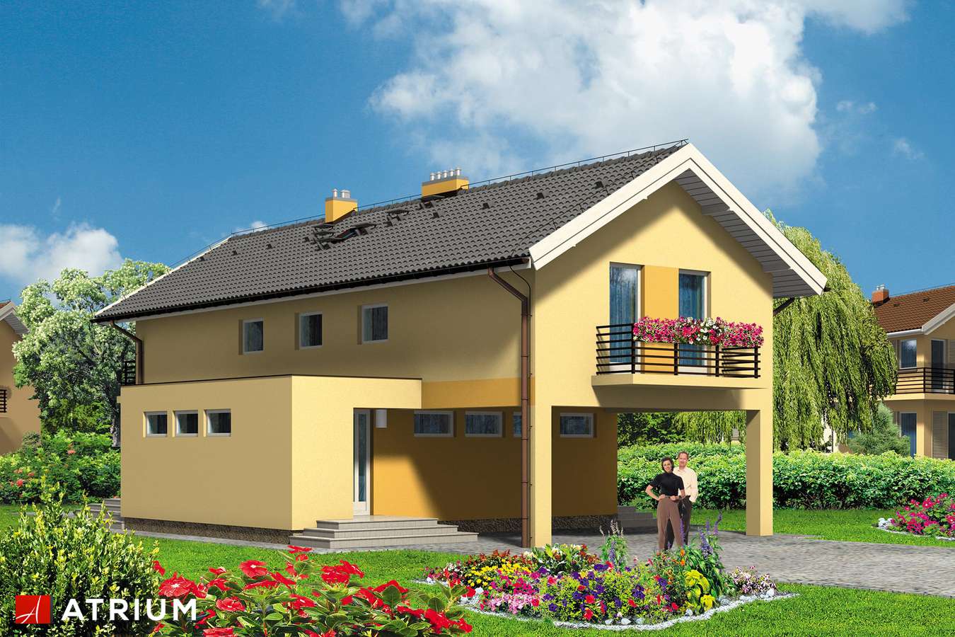Projekty domów - Projekt domu piętrowego ATOS - wizualizacja 1 - wersja lustrzana