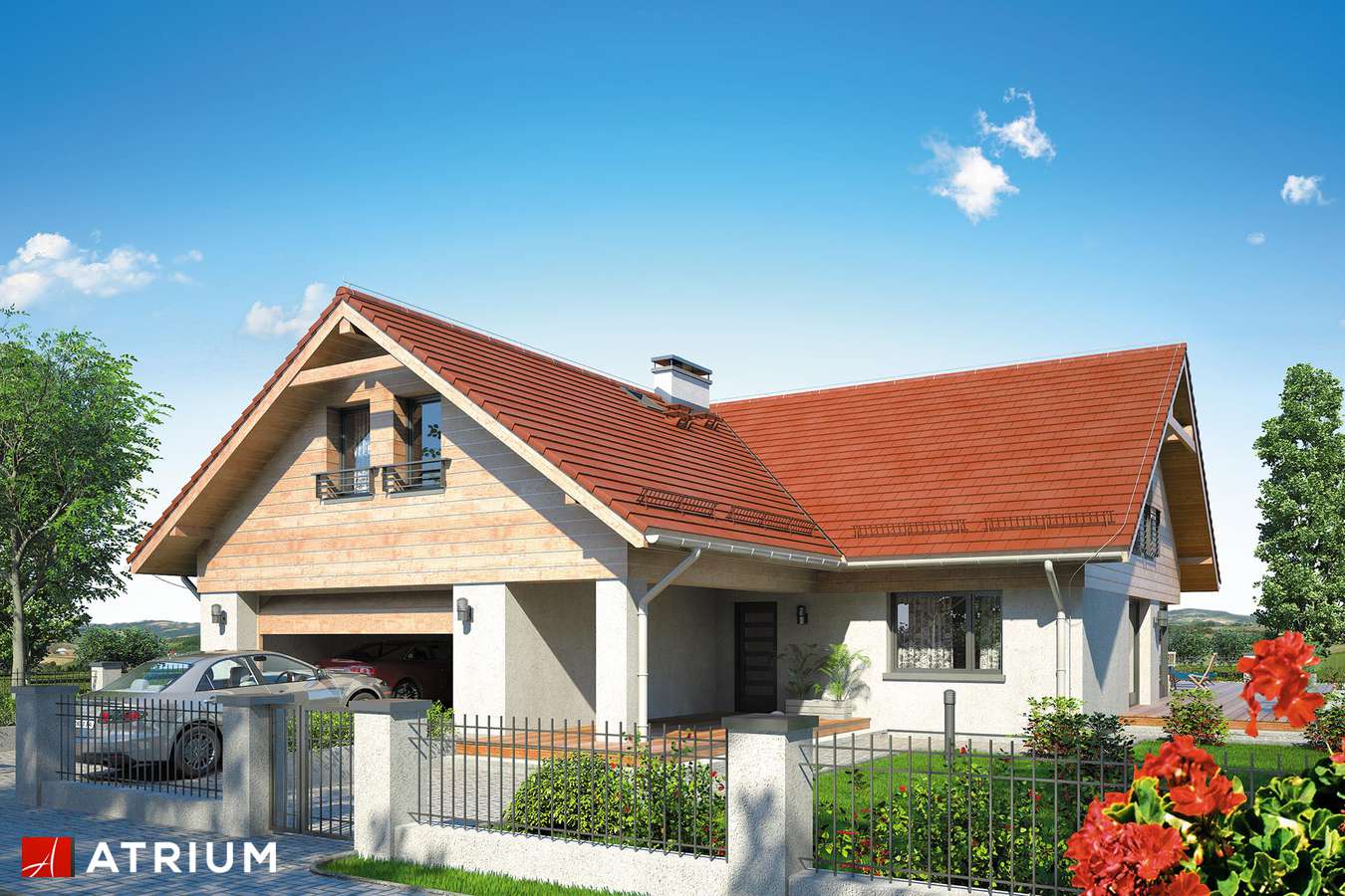 Projekty domów - Projekt domu z poddaszem WINSTON XI - wizualizacja 1 - wersja lustrzana
