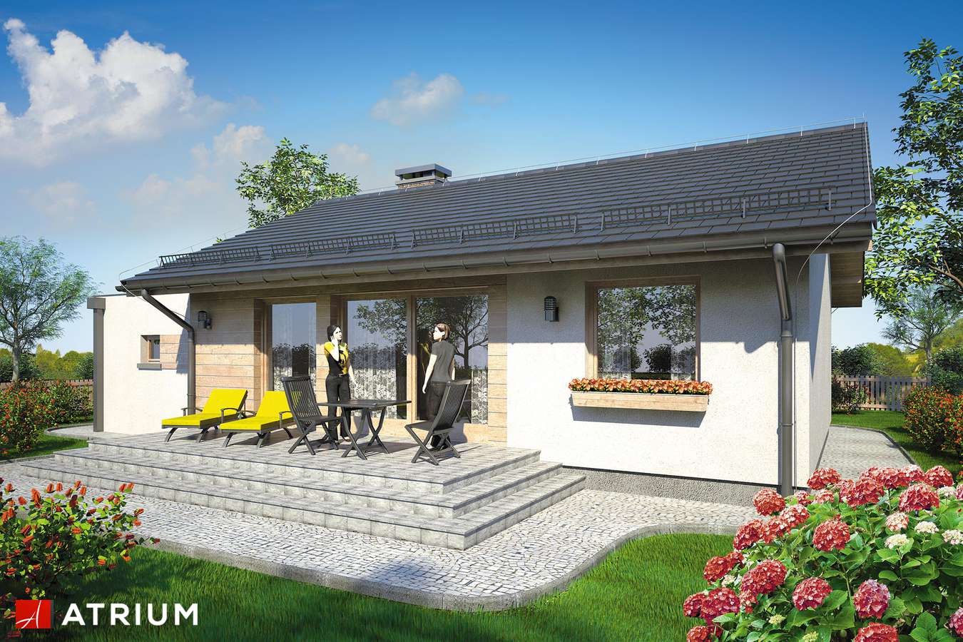Projekty domów - Projekt domu parterowego REMIK III - wizualizacja 2 - wersja lustrzana