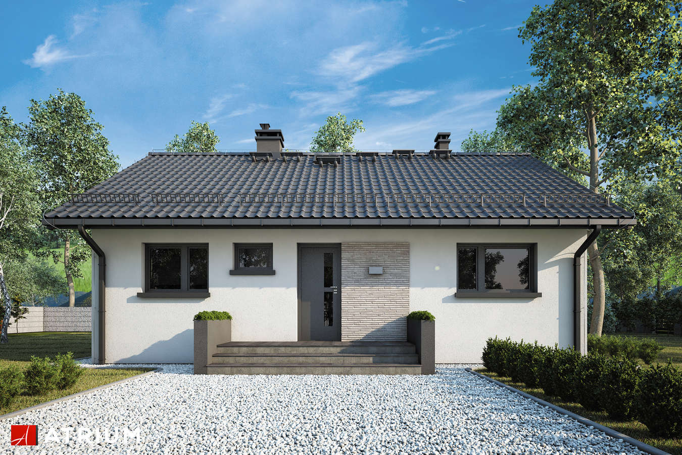 Projekty domów - Projekt domu parterowego RONALDO III - wizualizacja 1 - wersja lustrzana