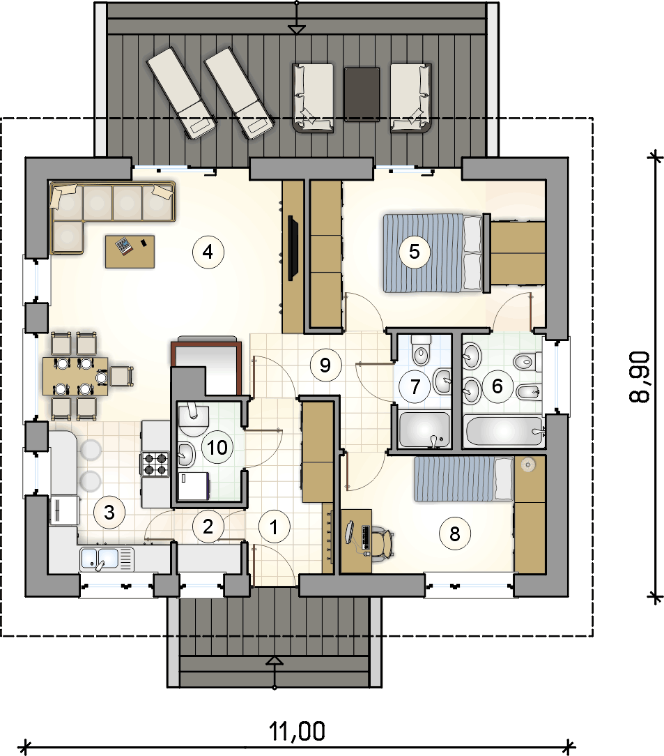 Rzut parteru - projekt Ronaldo III - wersja lustrzana