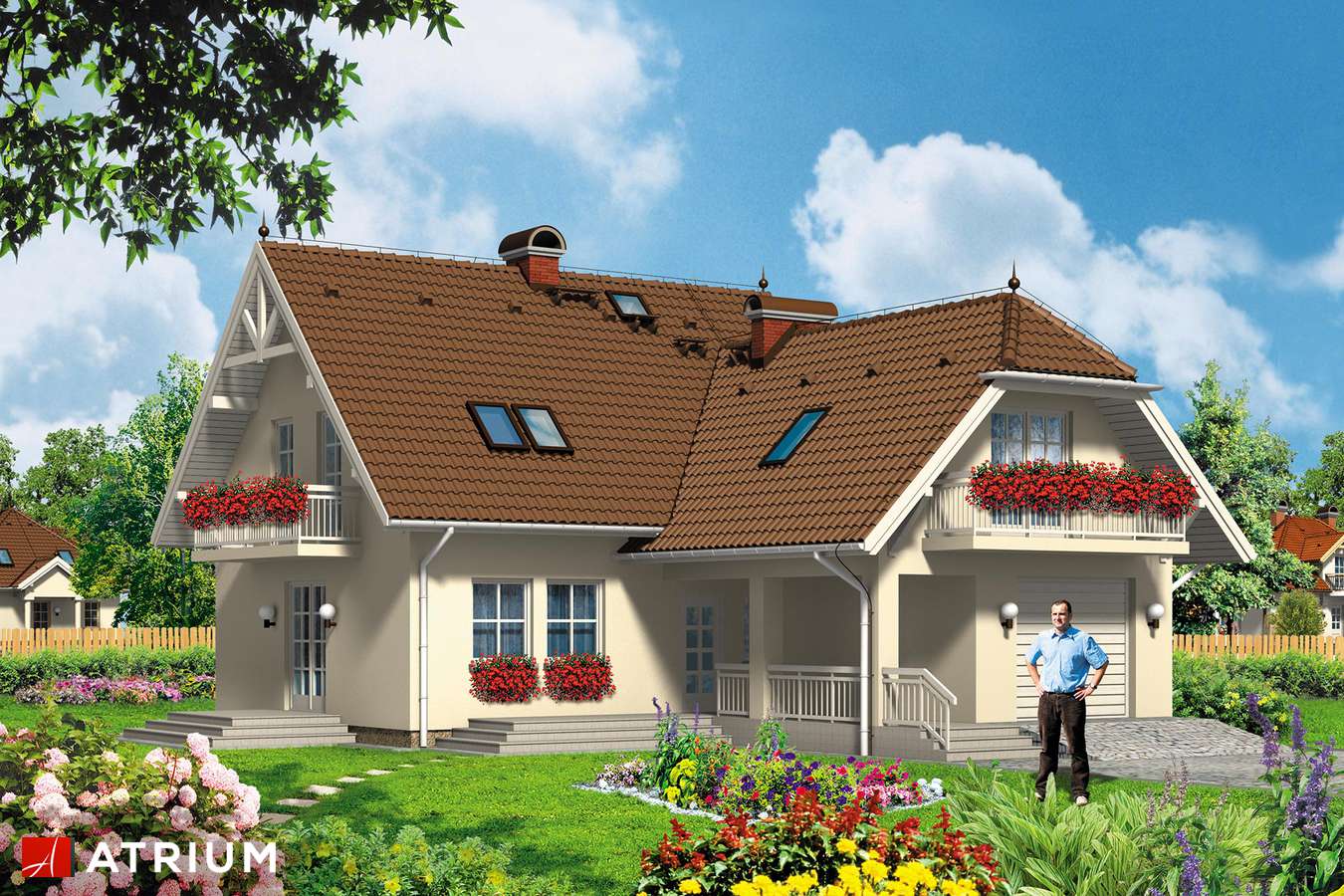 Projekty domów - Projekt domu z poddaszem LOTOS - wizualizacja 1 - wersja lustrzana