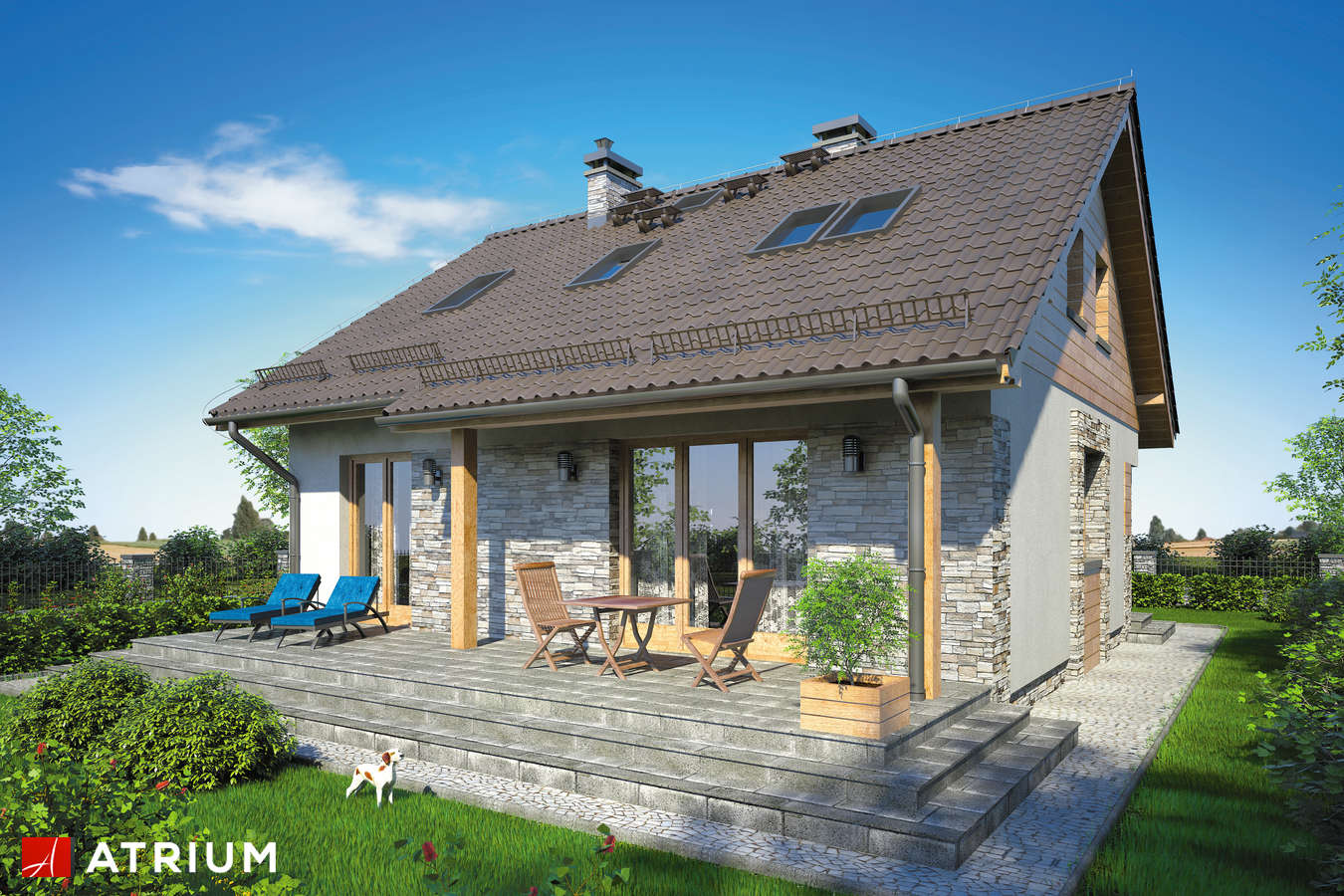 Projekty domów - Projekt domu z poddaszem RUBIK - wizualizacja 2 - wersja lustrzana