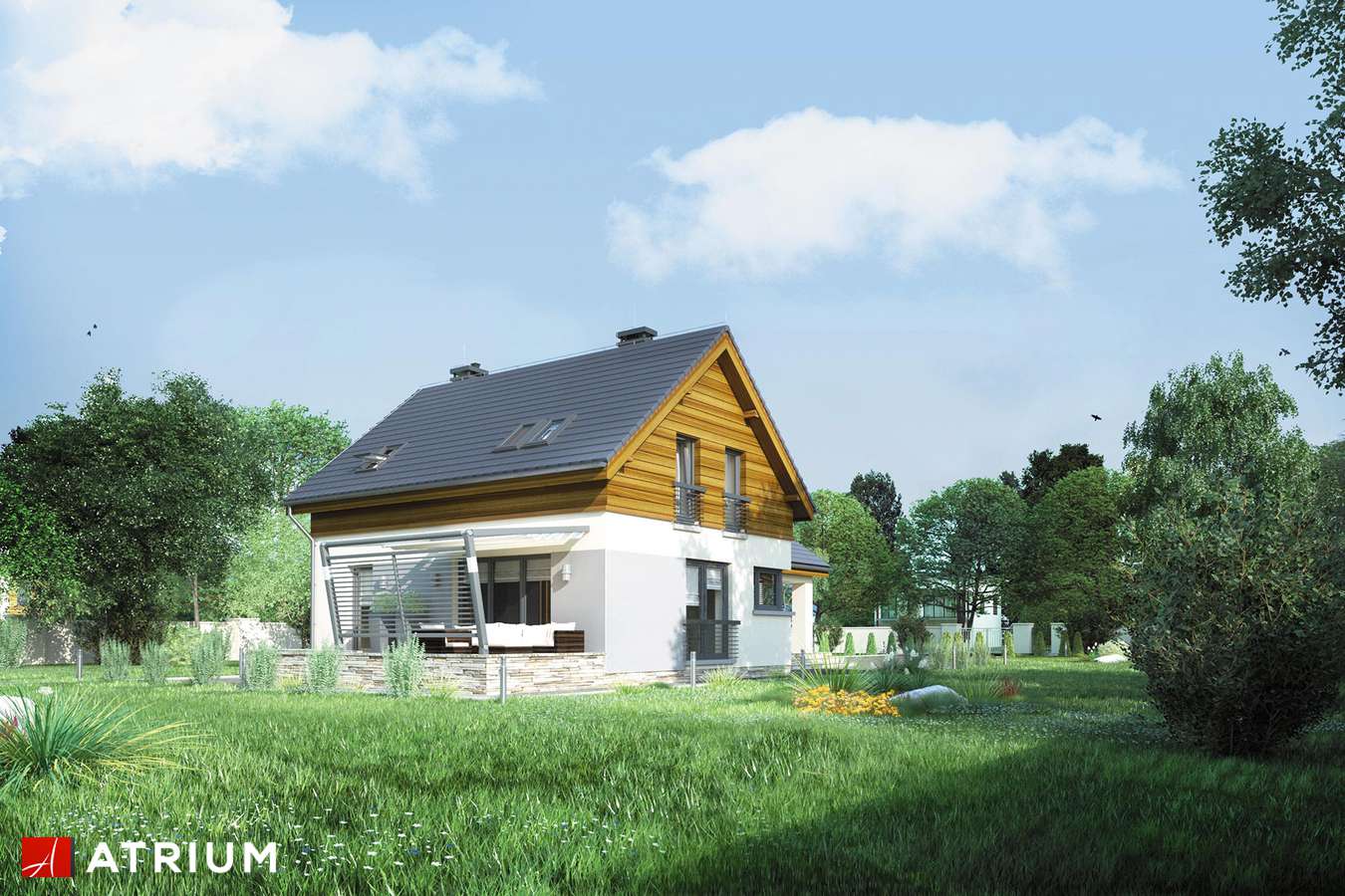 Projekty domów - Projekt domu z poddaszem SAMBA MINI III - wizualizacja 2 - wersja lustrzana