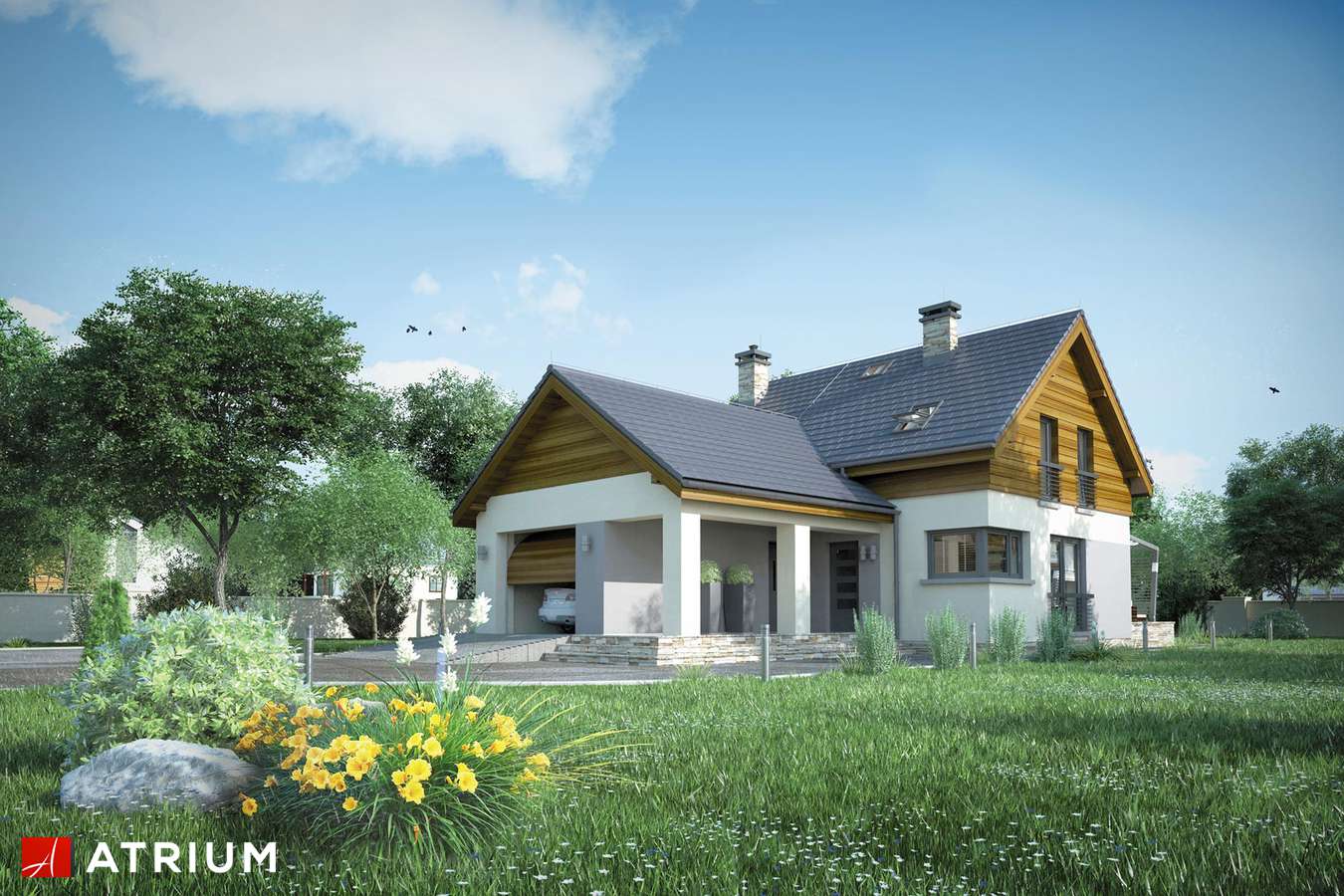 Projekty domów - Projekt domu z poddaszem SAMBA MINI III - wizualizacja 1