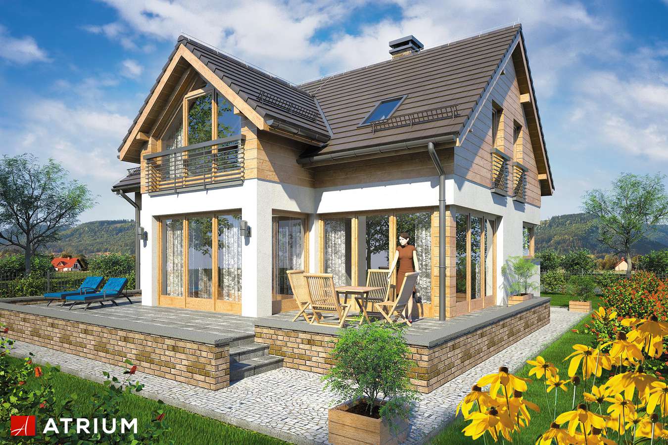 Projekty domów - Projekt domu z poddaszem SAMBA IX - wizualizacja 1 - wersja lustrzana
