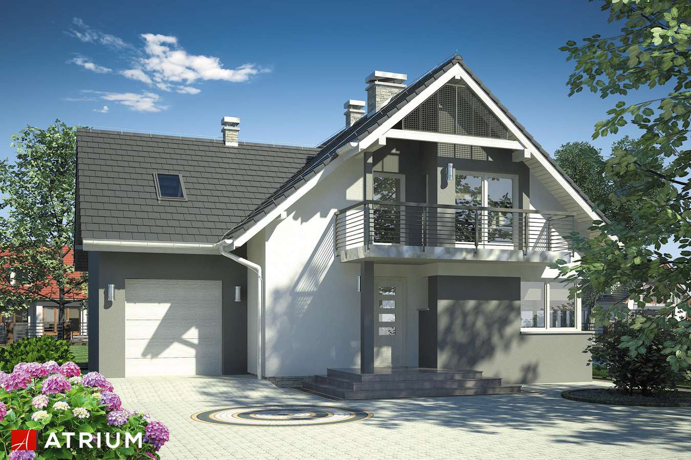 Projekty domów - Projekt domu z poddaszem EKSPERT III - wizualizacja 1 - wersja lustrzana
