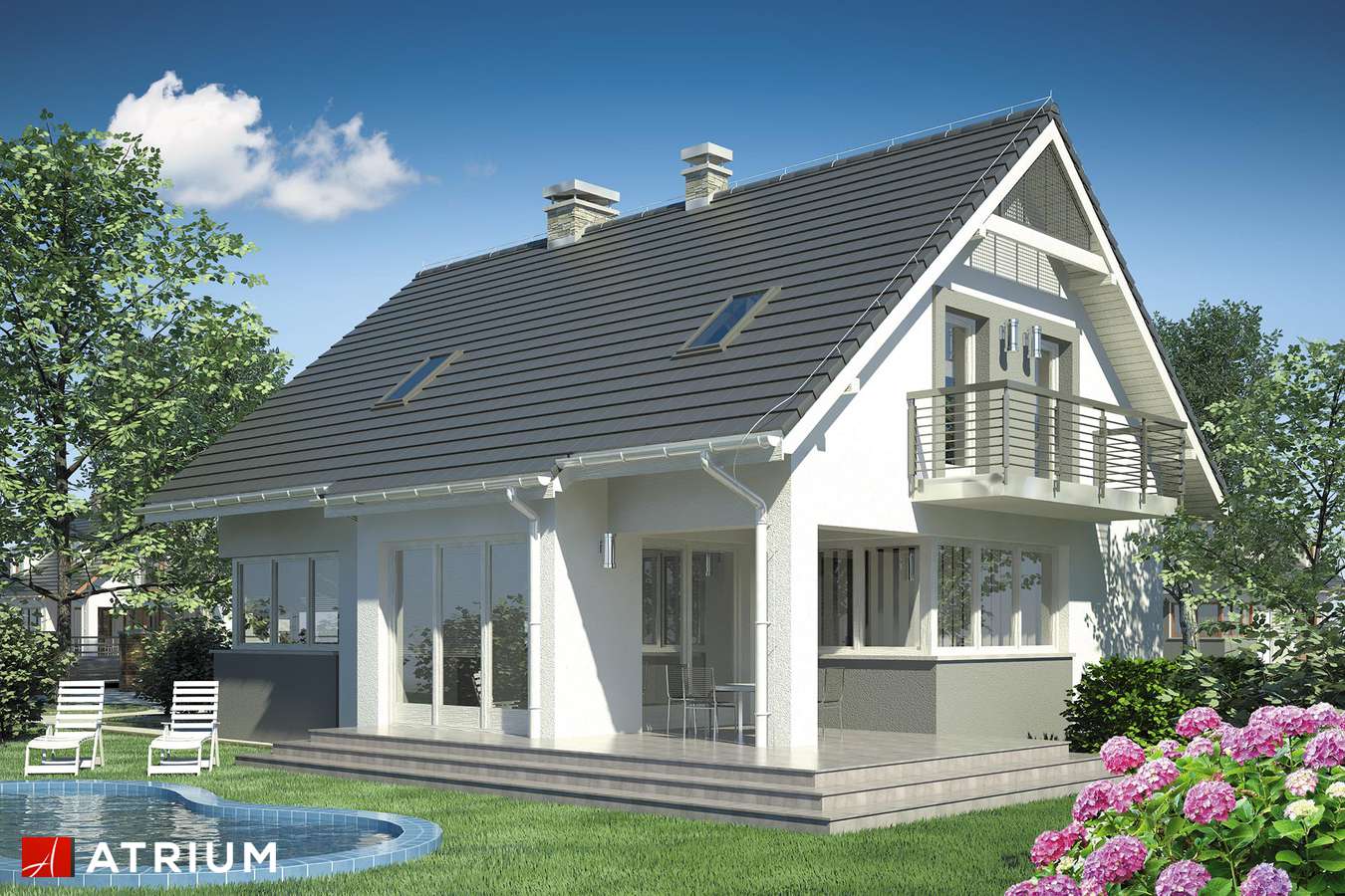 Projekty domów - Projekt domu z poddaszem EKSPERT III - wizualizacja 2 - wersja lustrzana